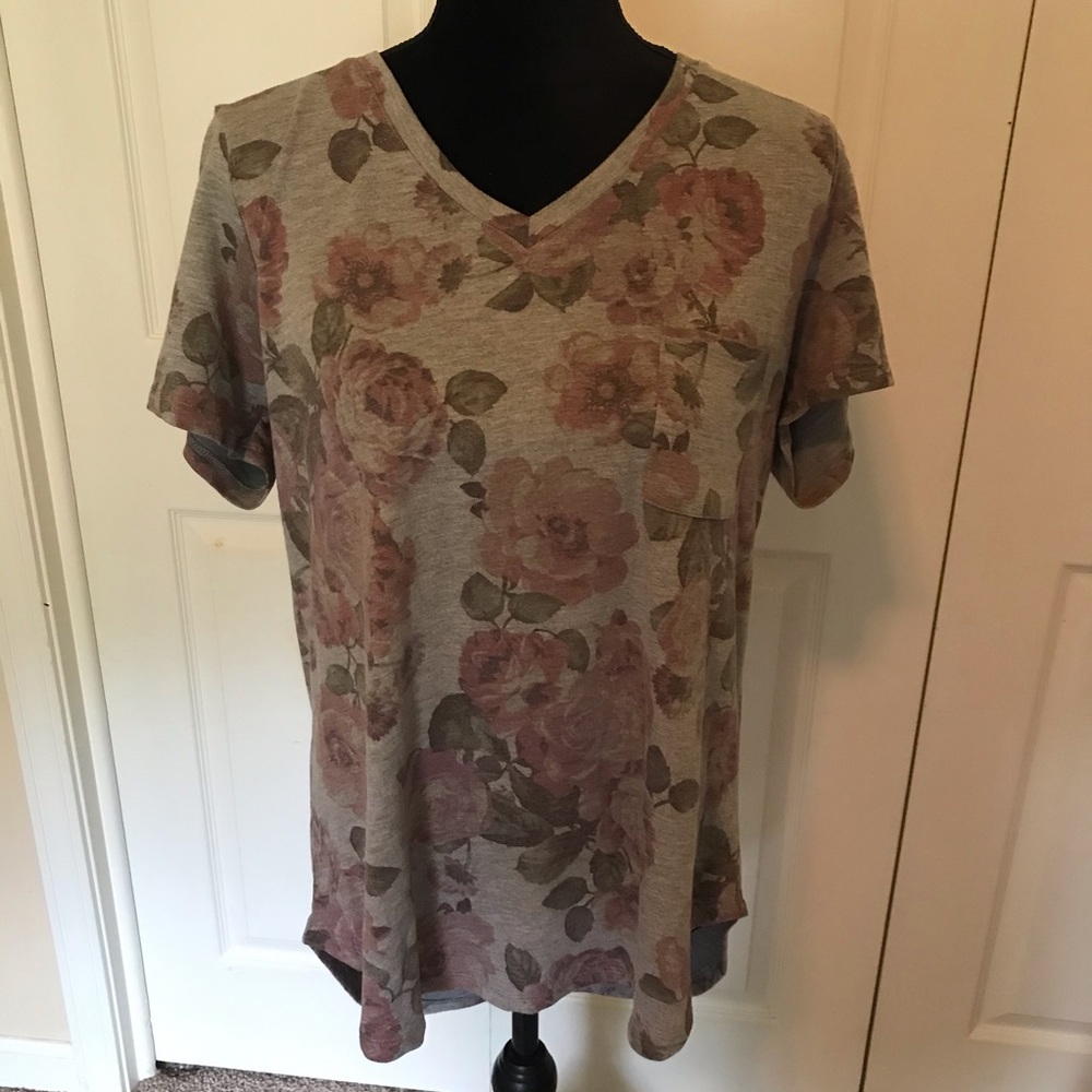 XL Grey Floral Tee